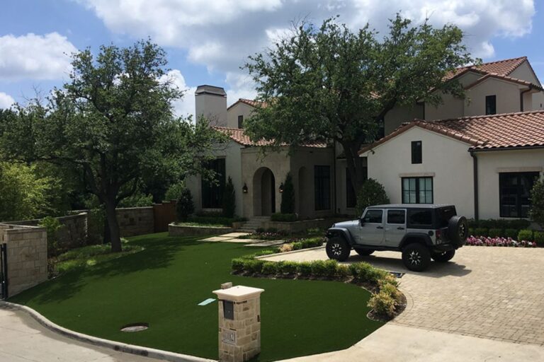 Concrete & Artificial Grass Driveways - Landscaped Front Lawn