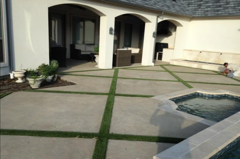 Concrete & Artificial Grass Driveways - Rectangular Pavers