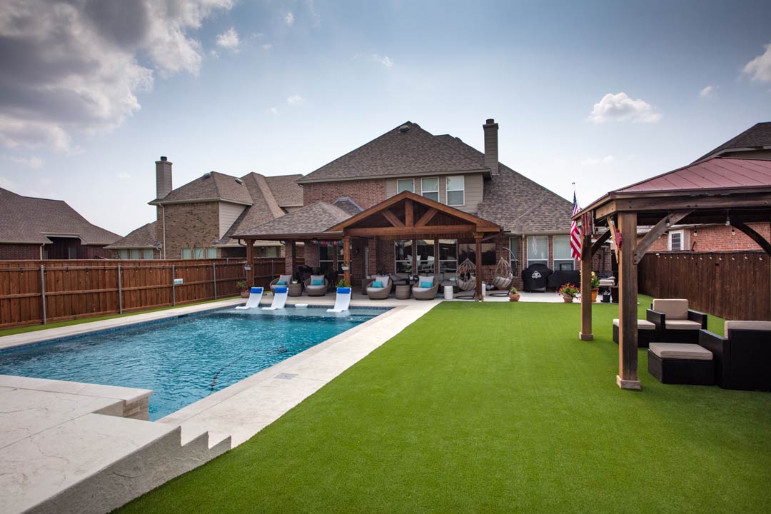 artificial grass around pool