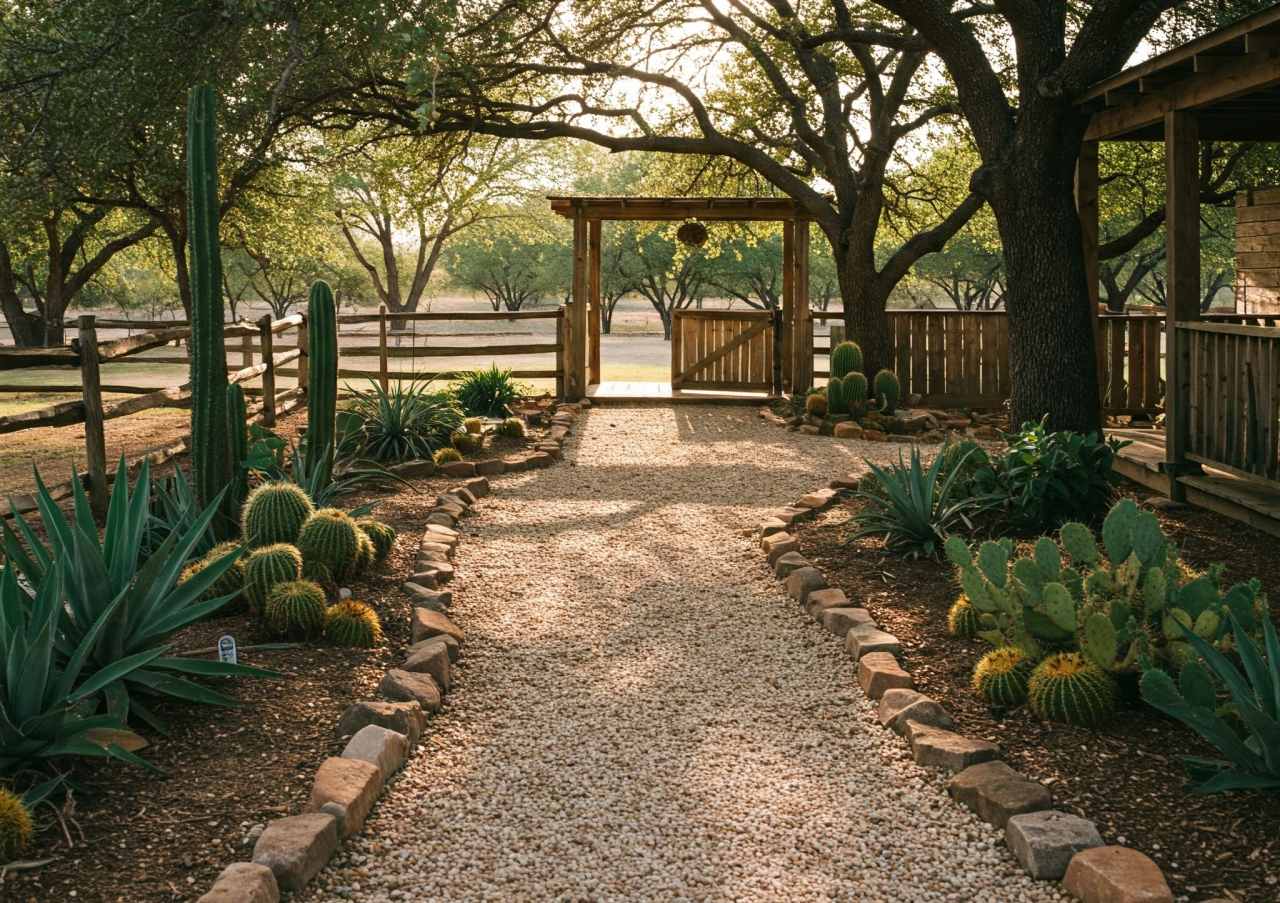 Low Maintenance Texas Landscaping Gravel Walkway