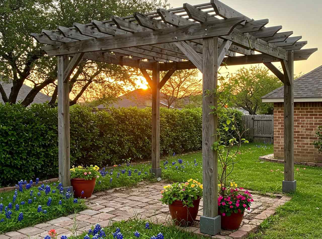Low Maintenance Texas Landscaping Pergola