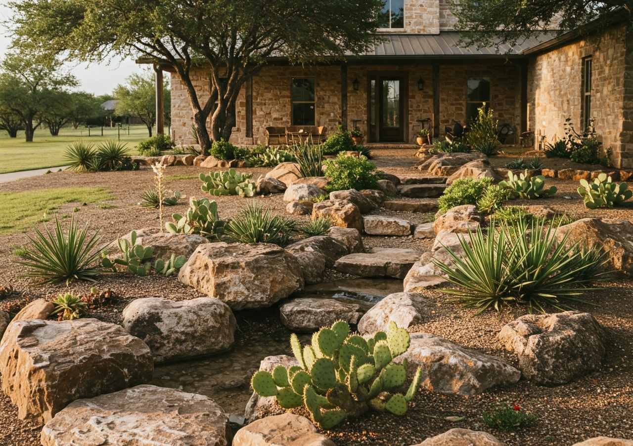 Low Maintenance Texas Landscaping Rock Garden