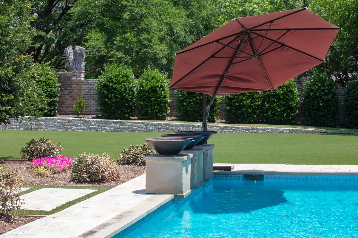 An installation of artificial turf and artificial grass in an backyard in Smyrna