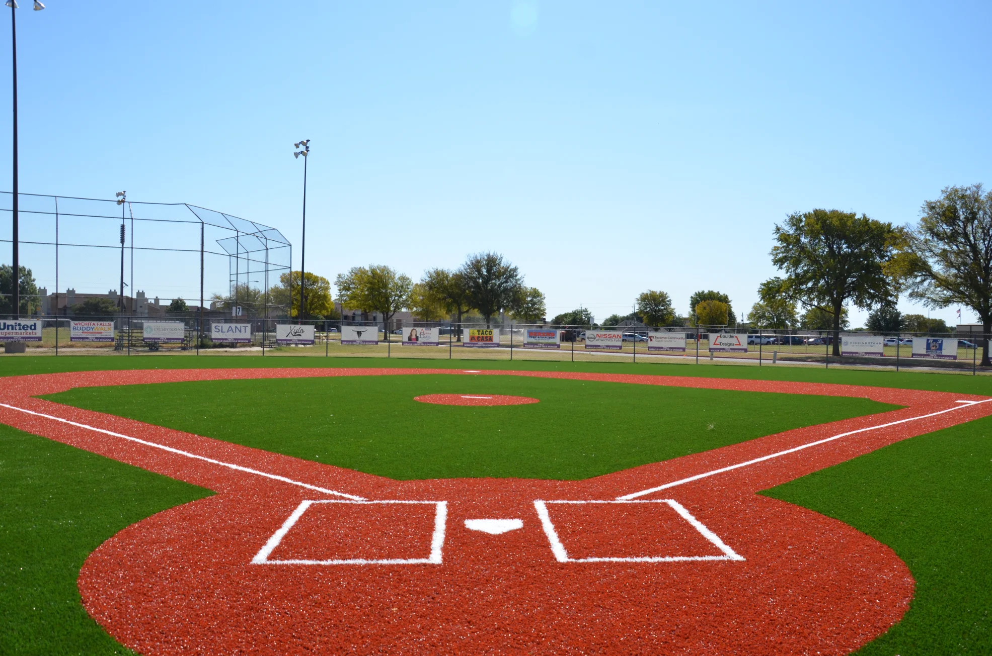 Artificial Turf Baseball Field With multi colored turf