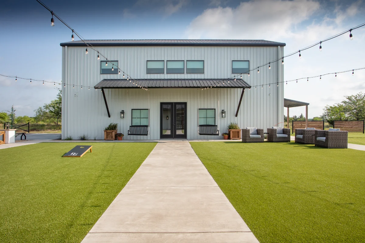 An installation of artificial turf and artificial grass in an backyard in St. Augustine