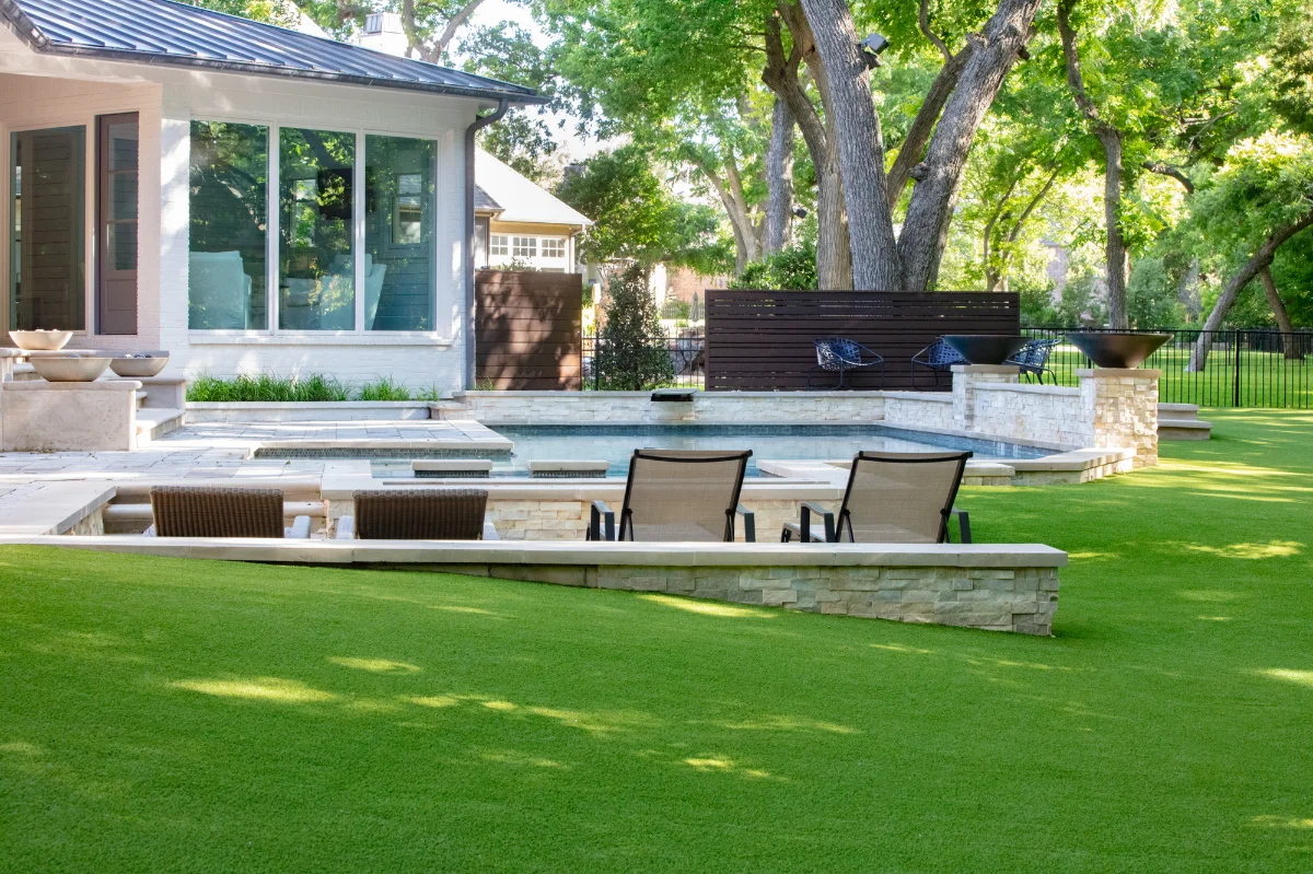 Artificial Turf Backyard in Tarrytown An installation of artificial turf and artificial grass in an backyard in Tarrytown