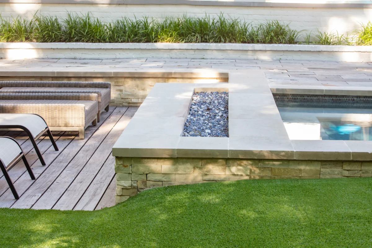 Artificial Turf Backyard in The Palisades An installation of artificial turf and artificial grass in an backyard in The Palisades