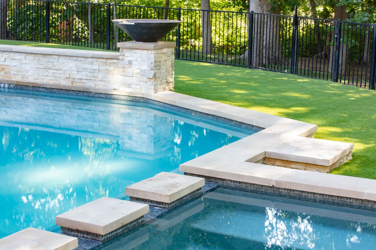 An installation of artificial turf and artificial grass in an backyard in Wesley Chapel
