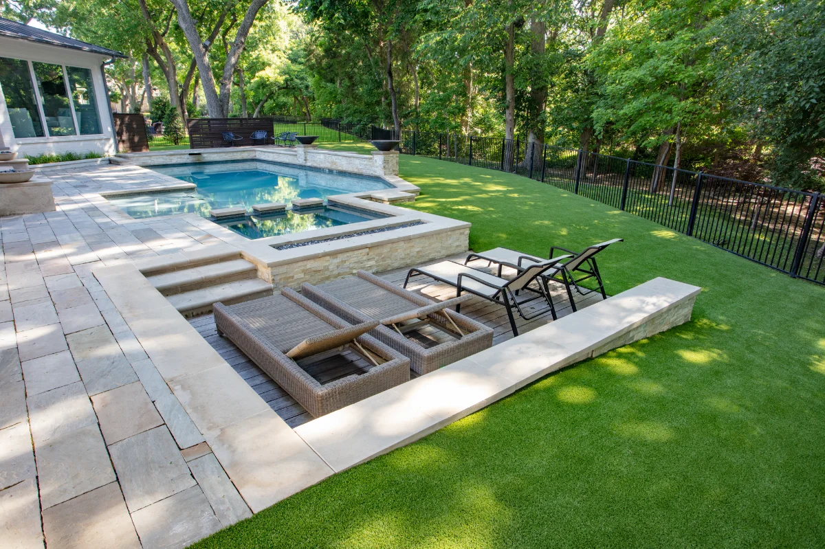 Artificial Turf Backyard in Clearwater An installation of artificial turf and artificial grass in an backyard in Clearwater